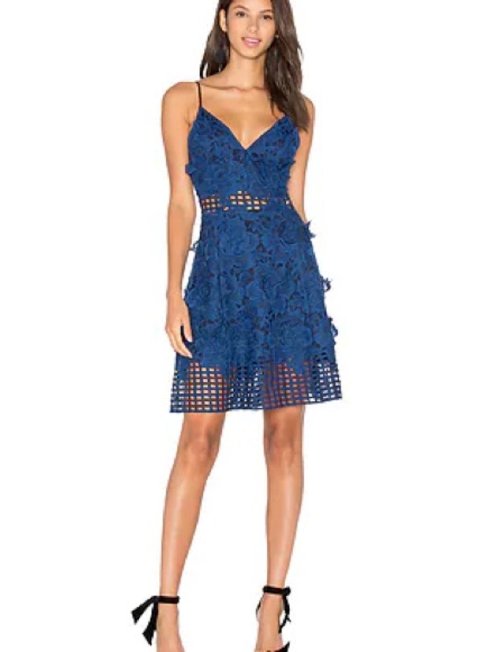 Lovers + Friends Bellini Dress Blue 3D Floral Lace Mini Dress NWOT M
